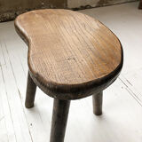 Handcrafted oak bean-shaped stool