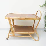 Vintage rattan bamboo serving tray 1960
