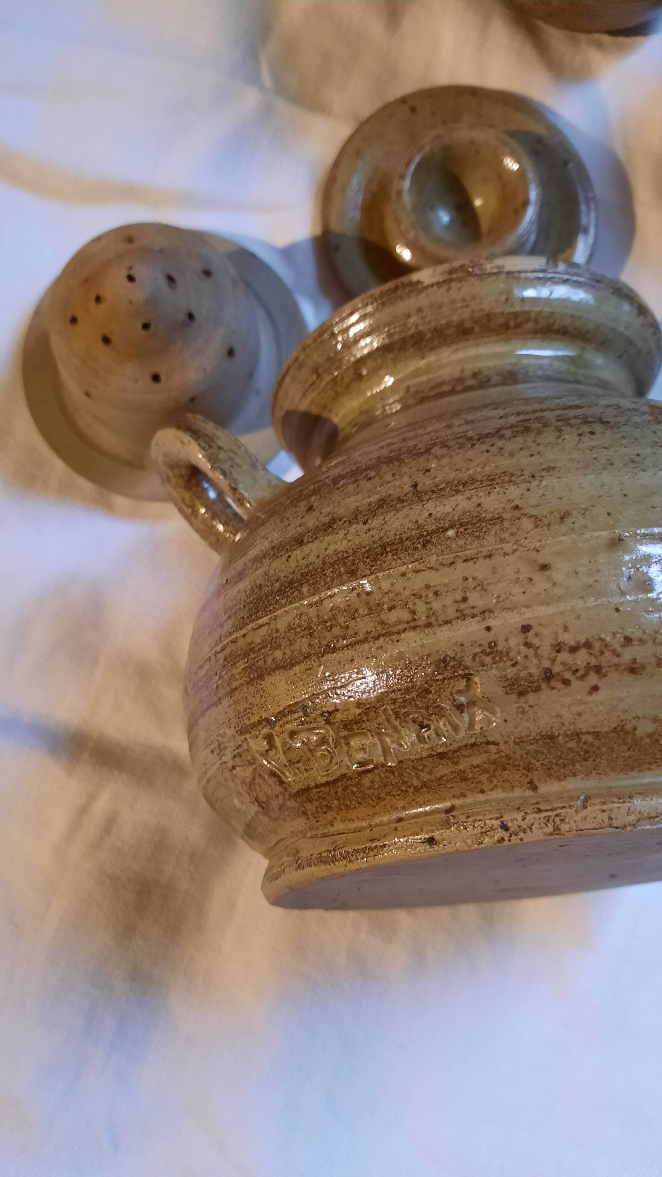 8-piece vintage stoneware tea set by V Benaix