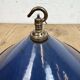 Industrial British Blue Enamel Factory Pendant Lamp, 1950s