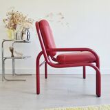 Red Italian design armchair from the 80s