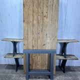 Table and benches in the open-air café