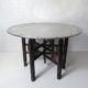 vintage folding oriental coffee table with silver metal top