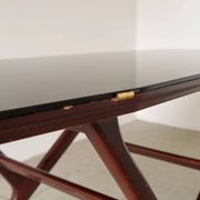 Table basse des années 1950 Ilse Möbel avec plateau en verre noir