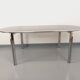 Vintage oval dining table in smoked glass and chrome metal, Space Age style.