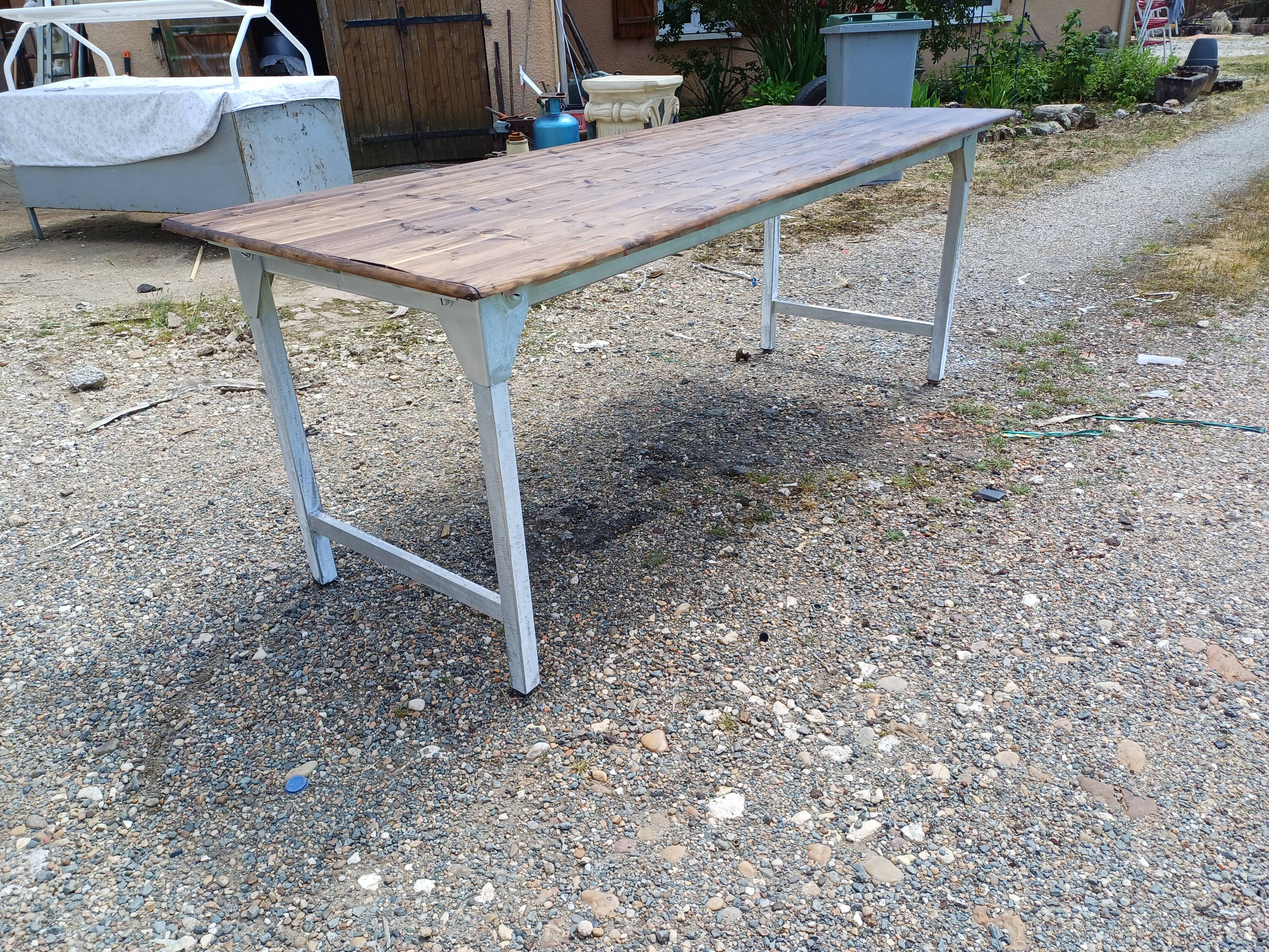 Table Insutrielle en Aluminium et Bois