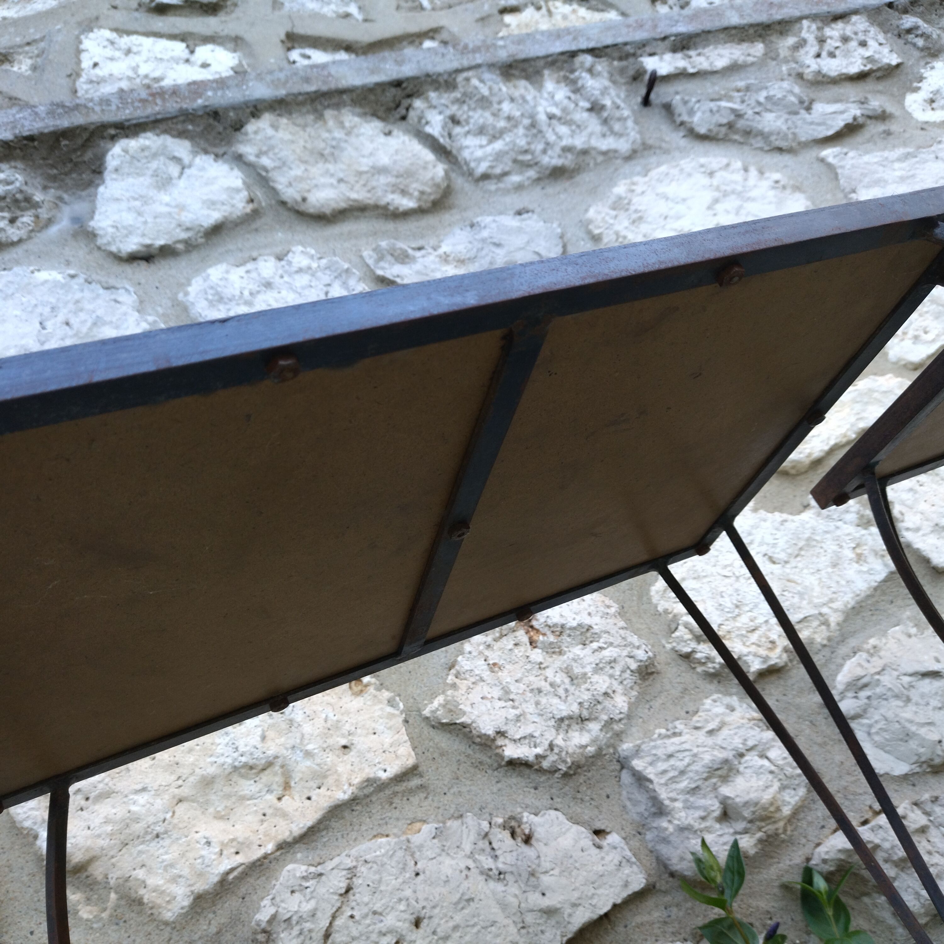 2 coffee tables wrought iron and lake tiles signed