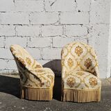 2 French Vintage Crapaud Seater-golden beige Cocktail Chairs 60s