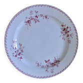Plat rond XIXe terre de fer rose signé Maestricht "Toulouse"