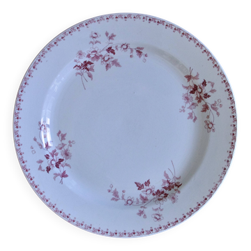 Round plate from the 19th century, pink ironstone, signed Maestricht "Toulouse"
