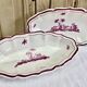 Old oval dish Gien model Paysages roses 1960 1971