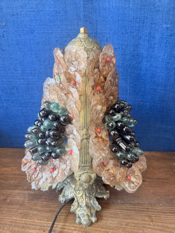 Lampe grappe Murano– bronze et verre – Art Déco