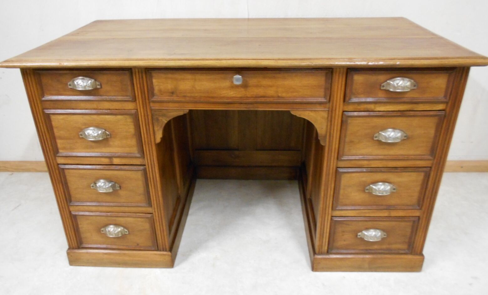 Coffered walnut desk