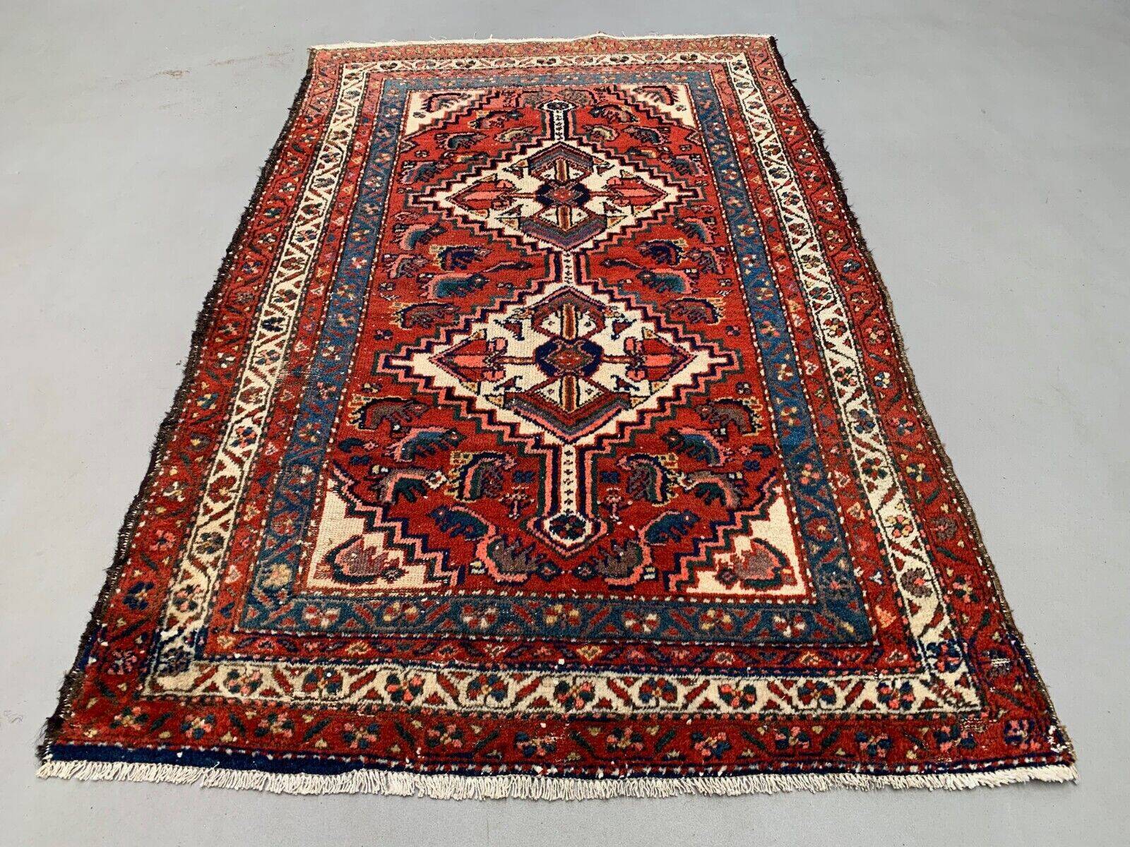 Tapis persan Karaja vintage 189x121 cm en laine, tapis oriental fait main 2485