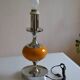 Vintage lamp base yellow and chrome metal circa 1970