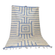 Sky Blue Boujaad Rug – Handmade Moroccan Wool Rug with Bold White Geometric Patterns