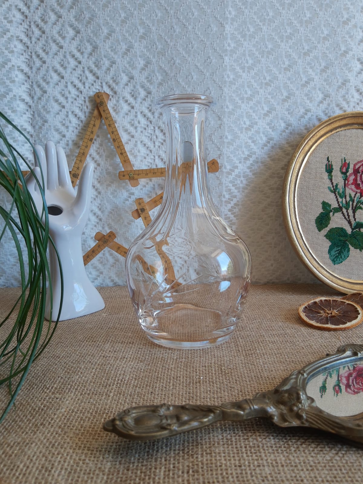 Carafe cristal d'arques épis taillé vintage