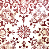 Dessous de plat contour bois faïence décoré motif rouge/bordeaux