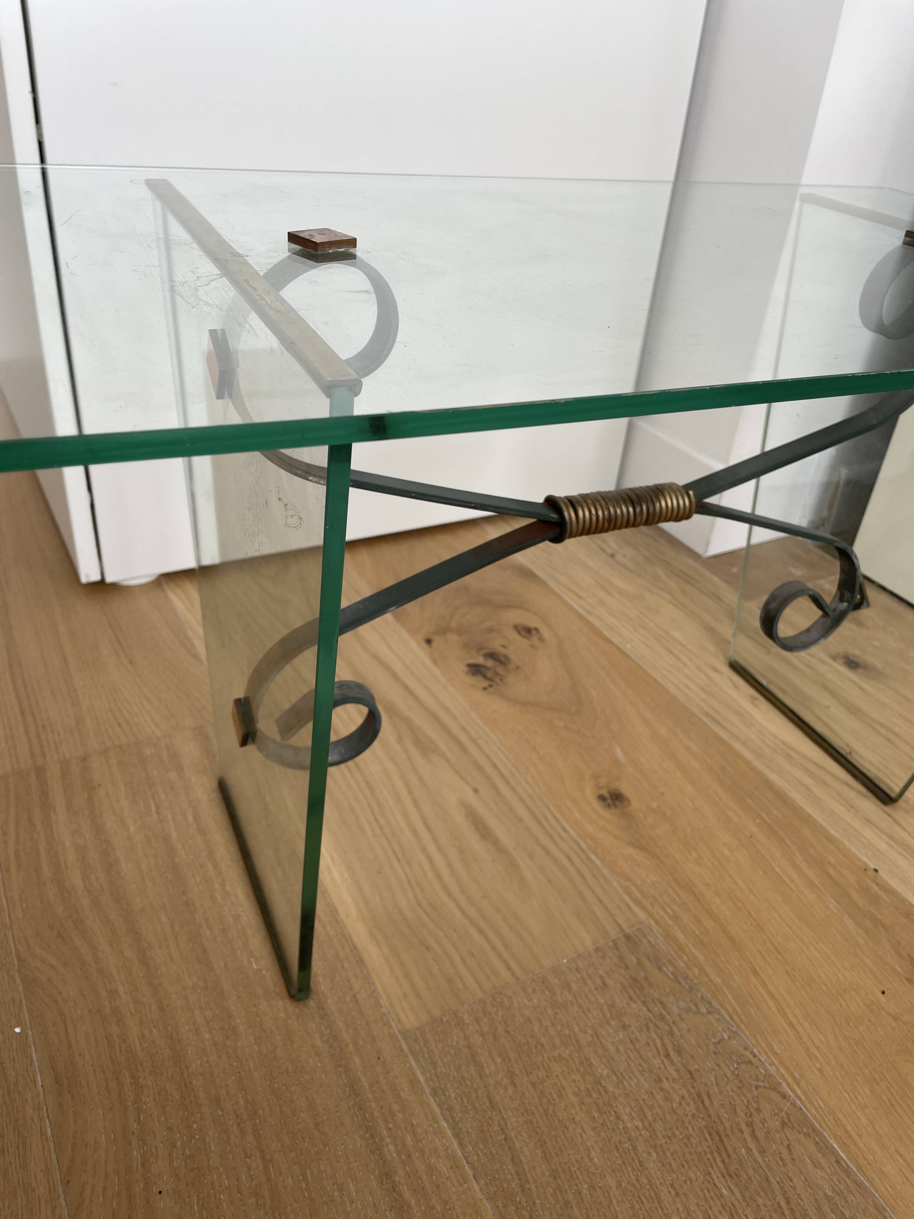 Glass and Wrought Iron Coffee Table, Italy 1960