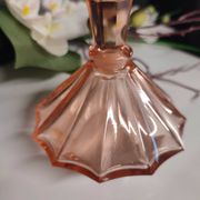 Vintage Art Deco perfume bottle in beautiful pink glass.