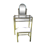 Vintage dressing table and golden metal stool