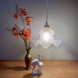 Vintage frosted glass tulip pendant light