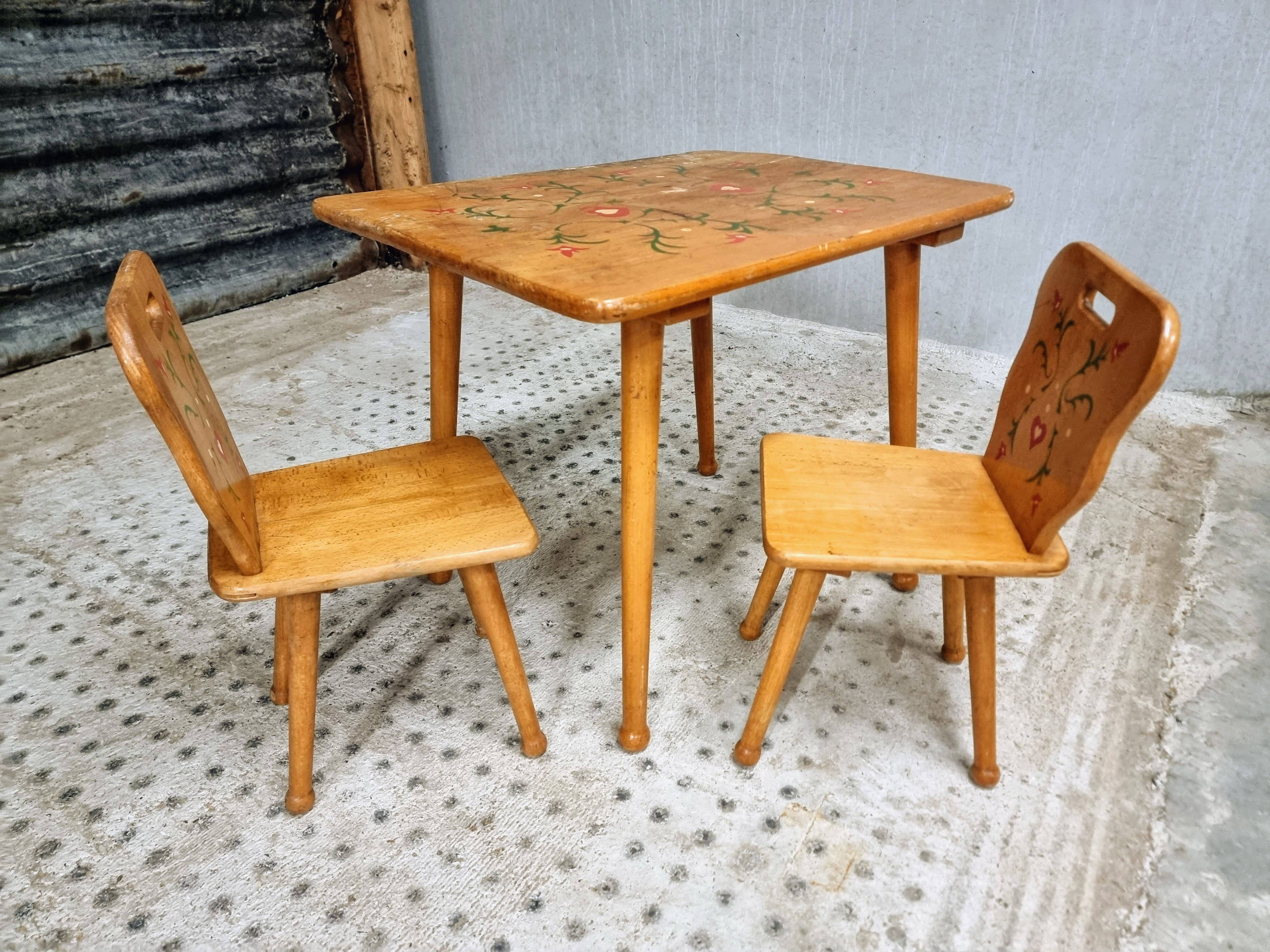 Vintage children's table set beech wood 60s