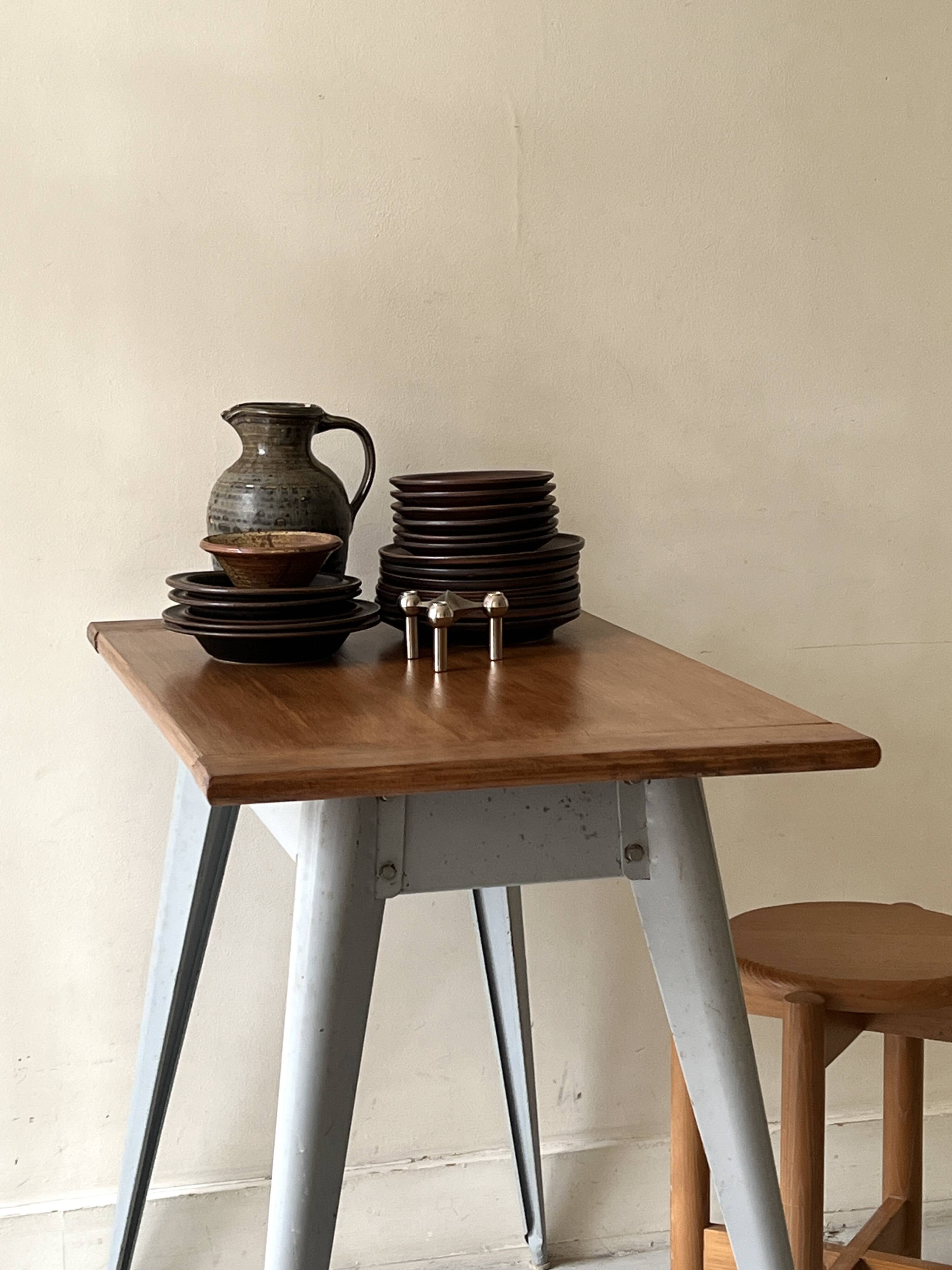 Dining table / desk dlg Tolix 55 in metal and wood, 1950s design