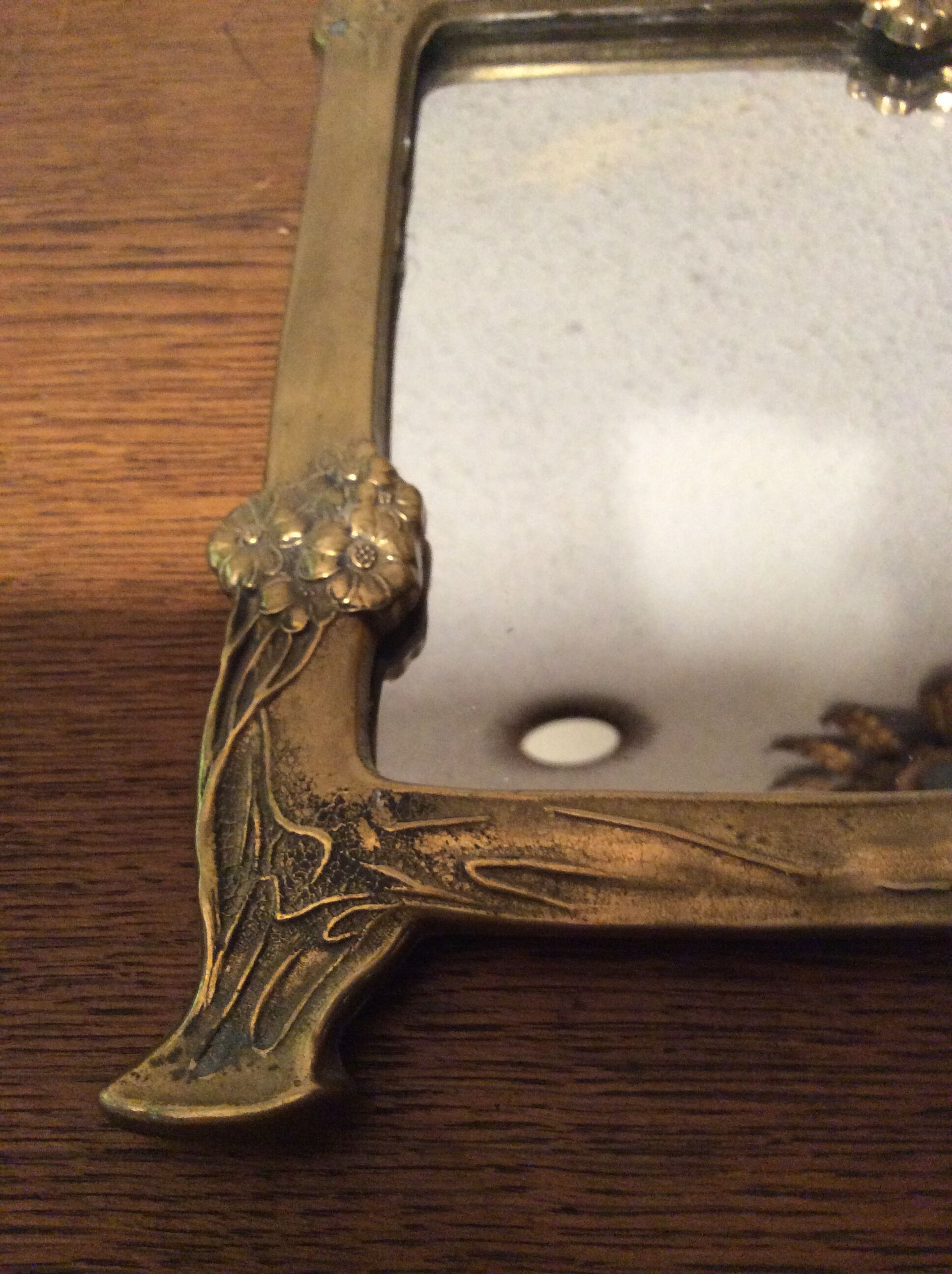 Mirror Art Nouveau brass 1900