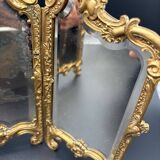 Miroir Triptyque, Bronze Doré, vers 1900.