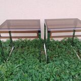 X2 Vintage 1970s smoked acrylic plexiglass side tables