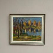 Original Swedish Oil on Panel – “Autumn Landscape” by Skänstod – Dated 1948