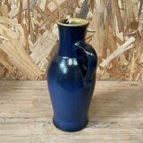 Blue stoneware pitcher by Herbert Schulze Crinitz