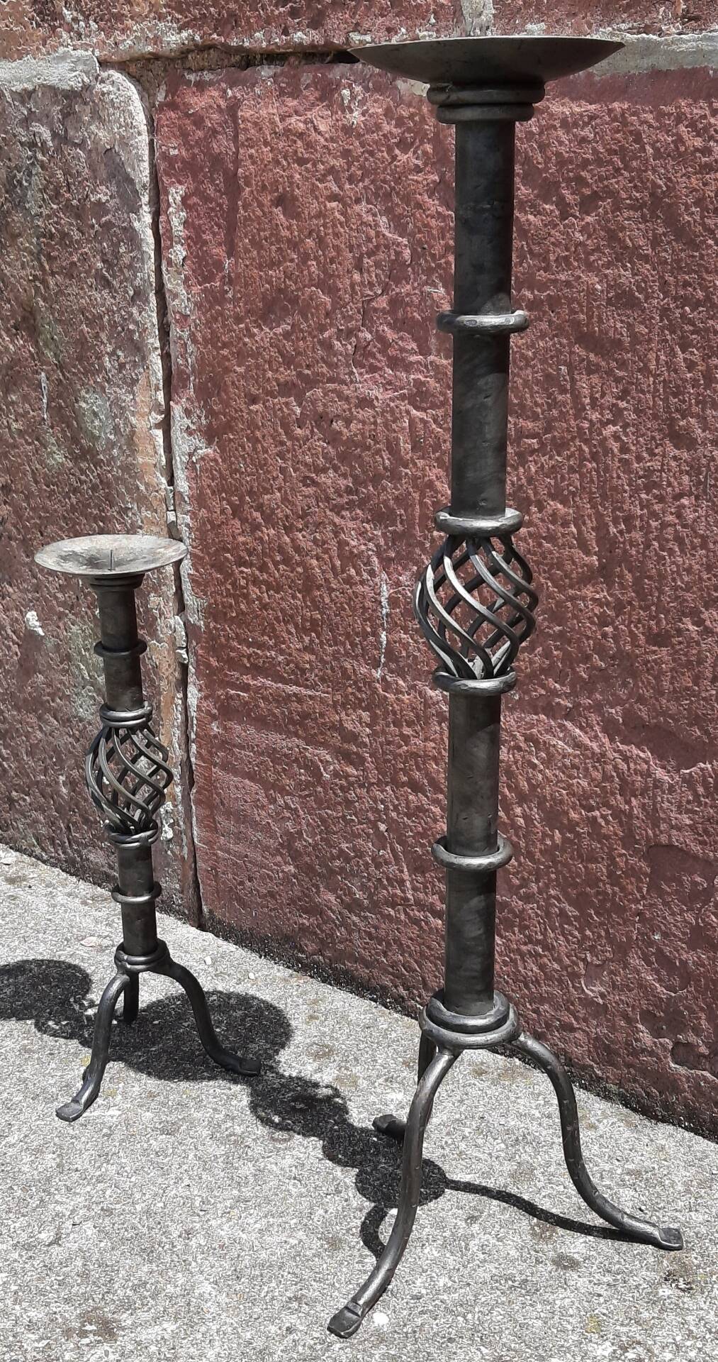 Candle holder or wrought iron candlestick (height 72 cm)
