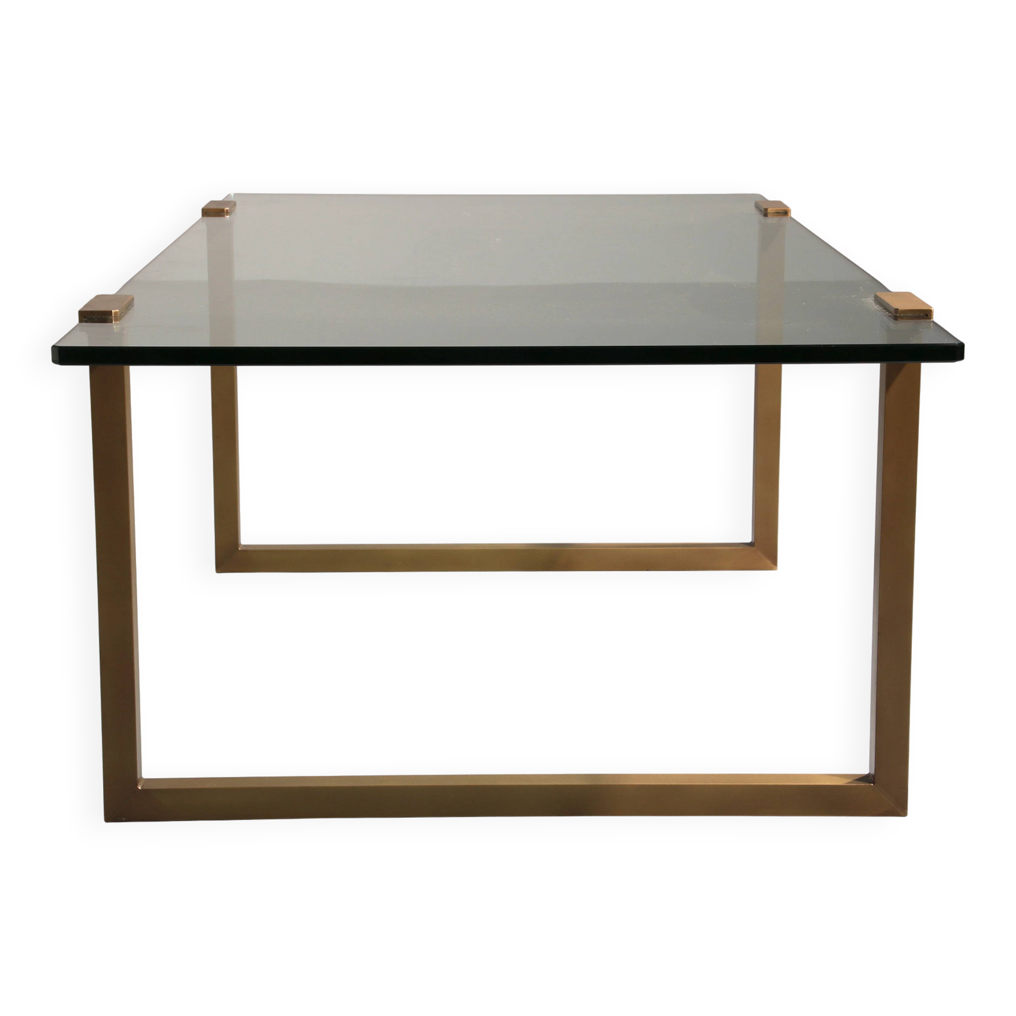 Coffee table glass and brass by Peter Ghyczy model T54 1970