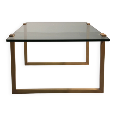 Table basse en verre et laiton par Peter Ghyczy modèle T54 1970