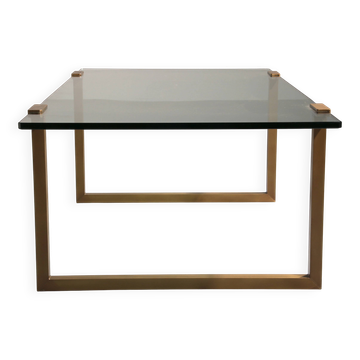 Table basse en verre et laiton par Peter Ghyczy modèle T54 1970