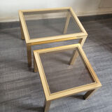 Gilded trundle tables and glass top