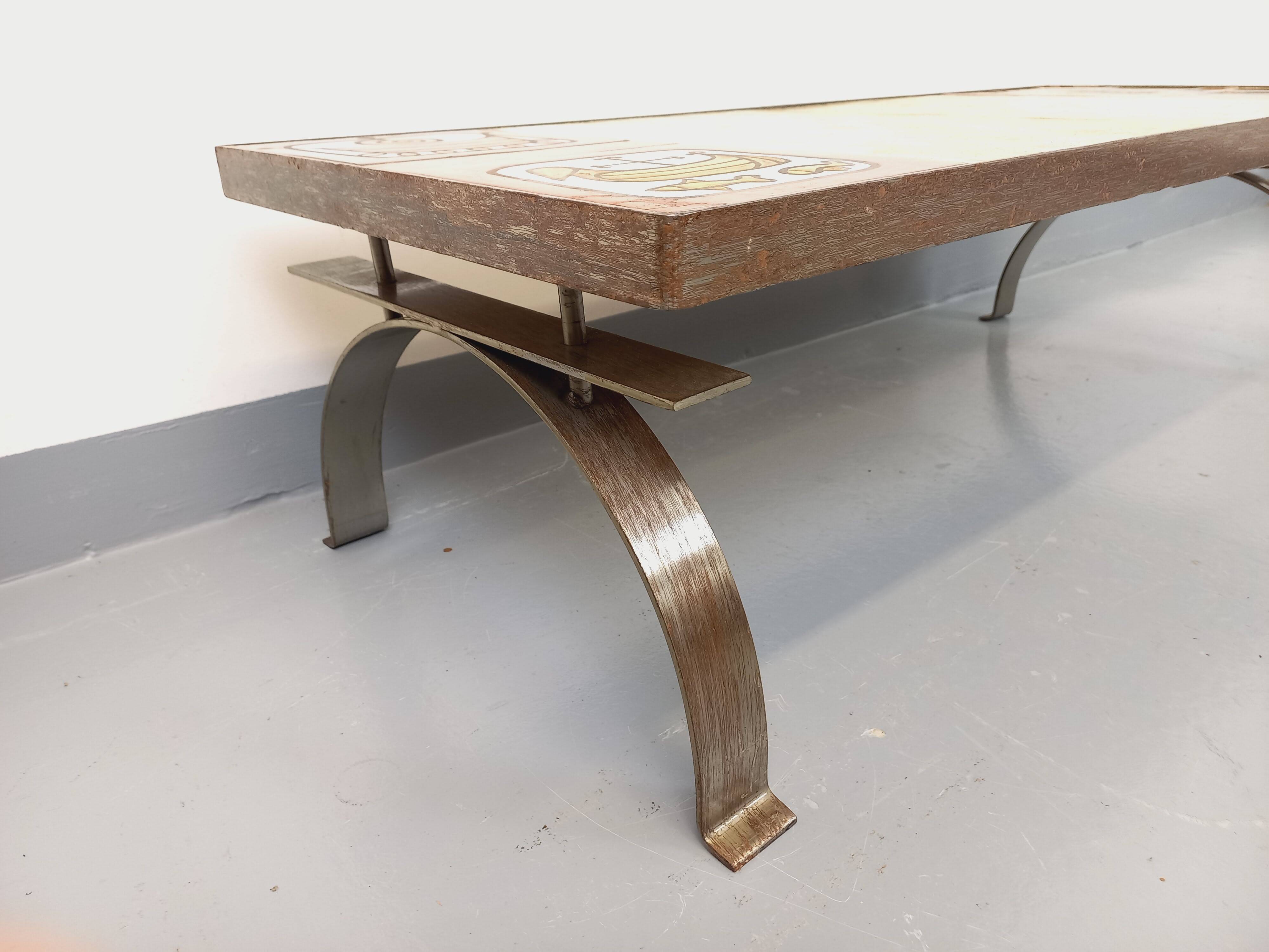Vintage ceramic coffee table by Jean Gregorieff for Roche Bobois