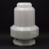 French Art Deco Skyscraper Ceiling Light White Opaque Glass - Limoges Mount