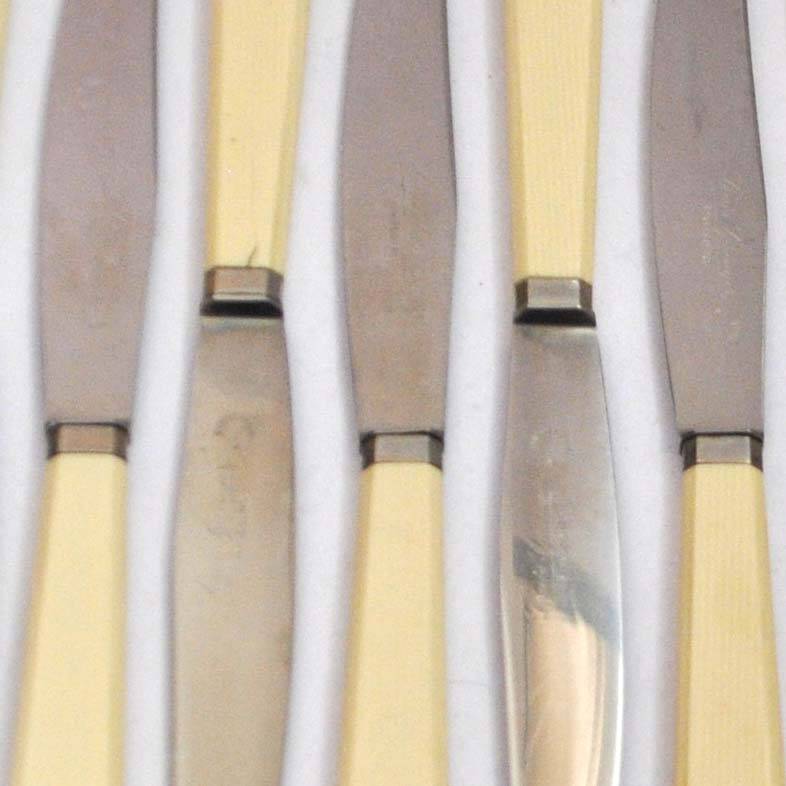 Set of 12 vintage knives in ivory resin by louis springer strasbourg 19.5cm
