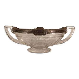 Oval cup with Art Deco handles "Noémie" - Cristal Val St Lambert Belgium