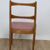 Chaise teck vintage velour rose danemark