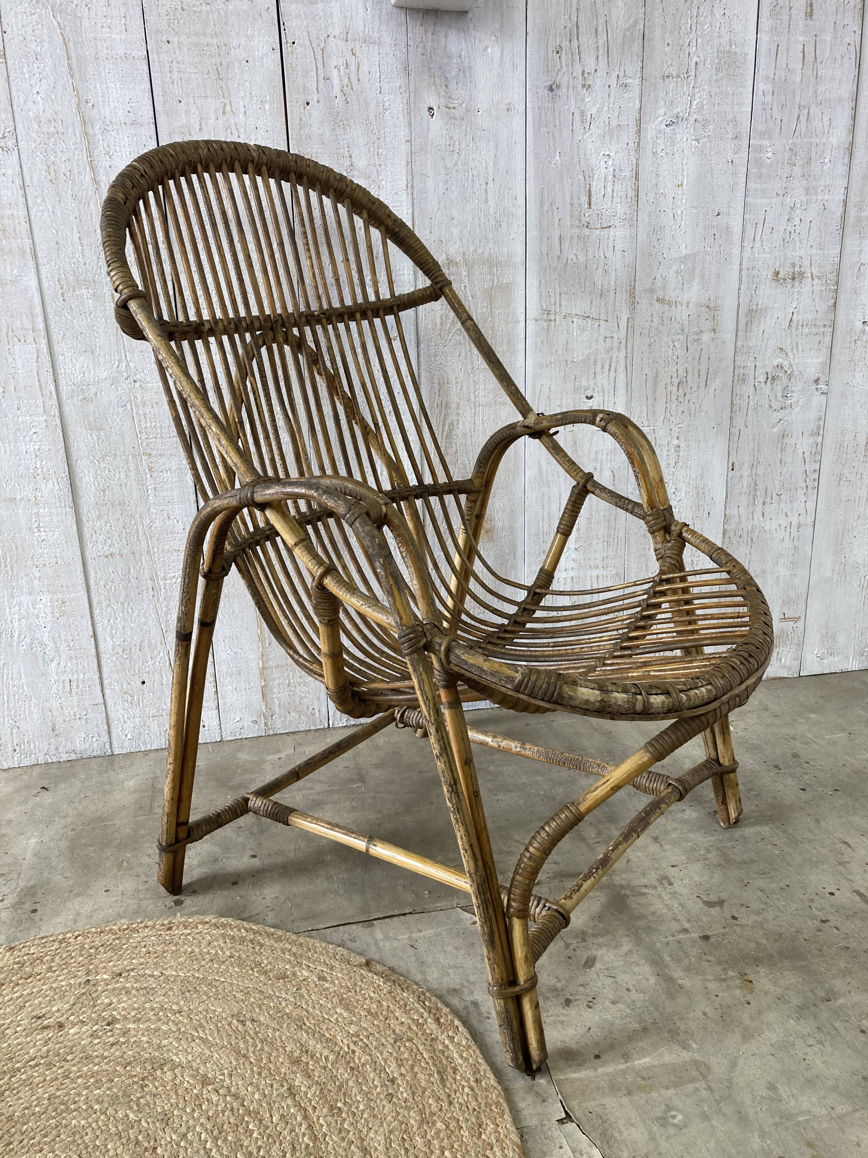 Pair of vintage rattan armchairs