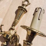 4 Large double-armed gilded bronze wall lights