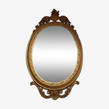 Miroir italien style louis xvi en résine dorée