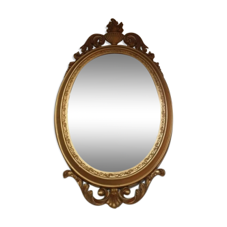 Miroir italien style louis xvi en résine dorée