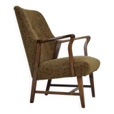 Fauteuil danois en laine et bois de hêtre, années 1960