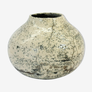 Round Raku vase, 1980s