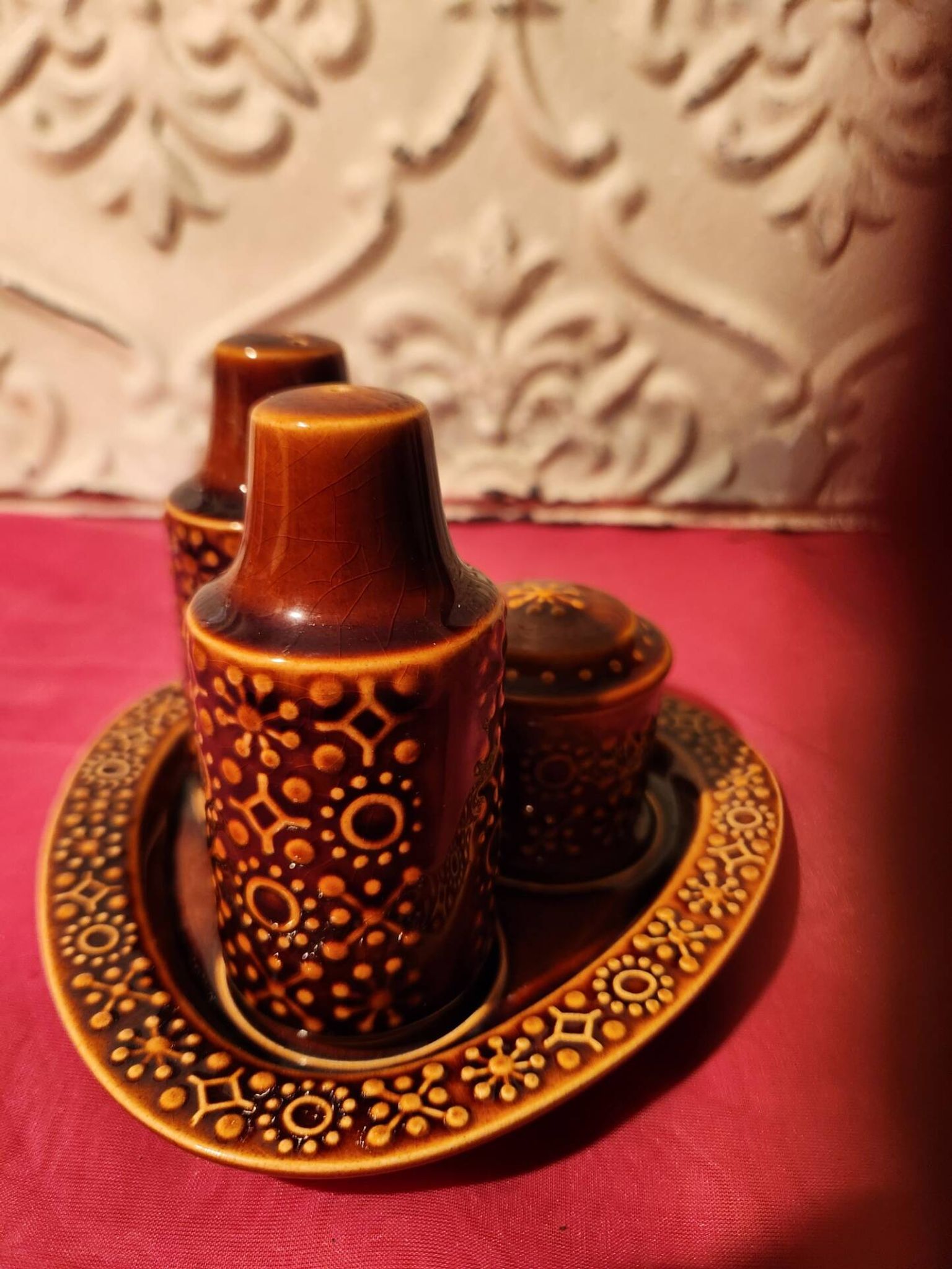 Set condiments sel poivre moutarde céramique Connemara Celtic